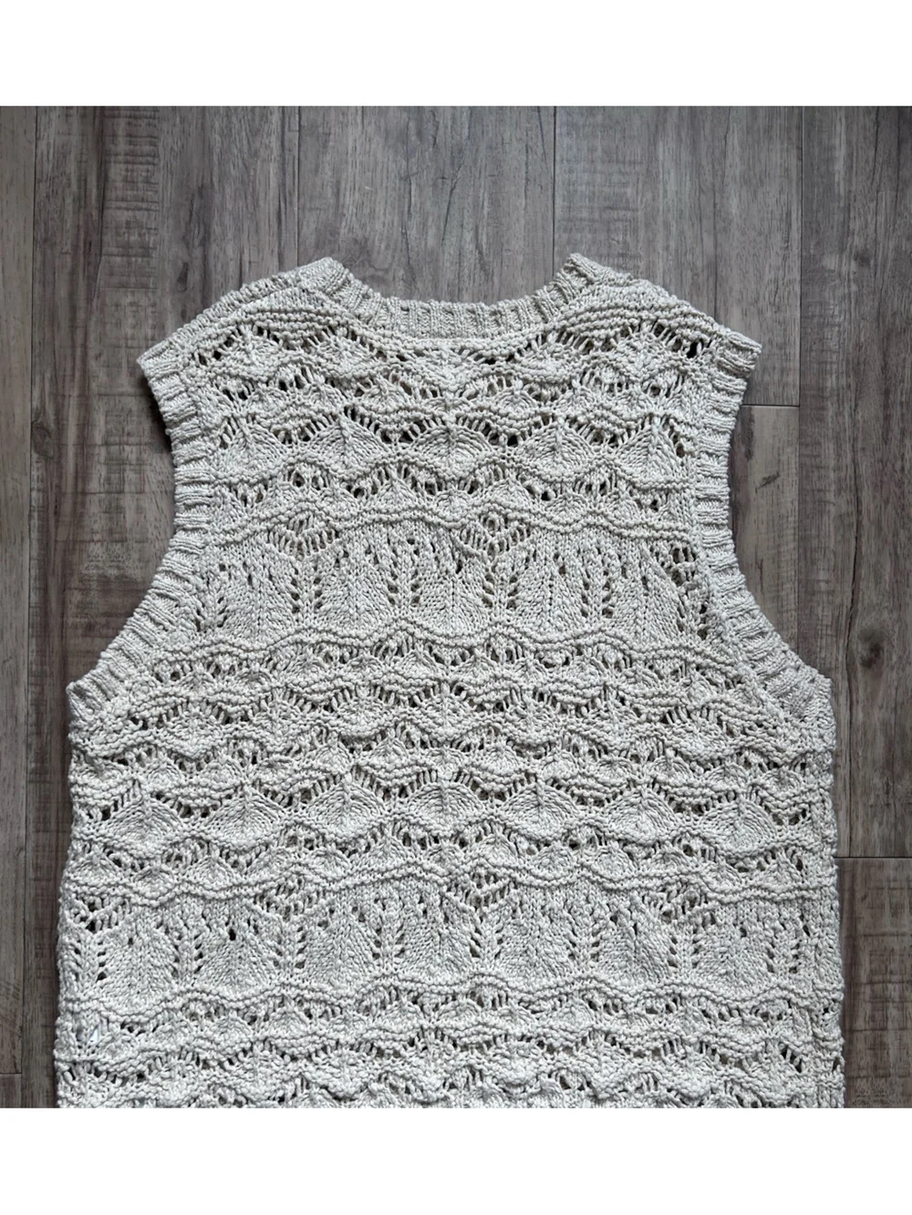 Cotton Cream Crochet Sleeveless Sweater Vest tank summer boho natural earthy - Picture 4 of 12